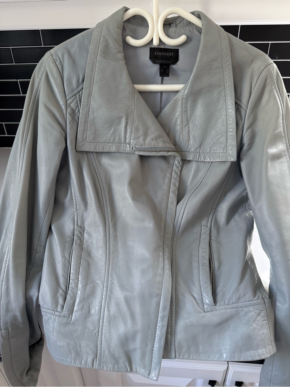 Danier Light blue/grey soft leather jacket